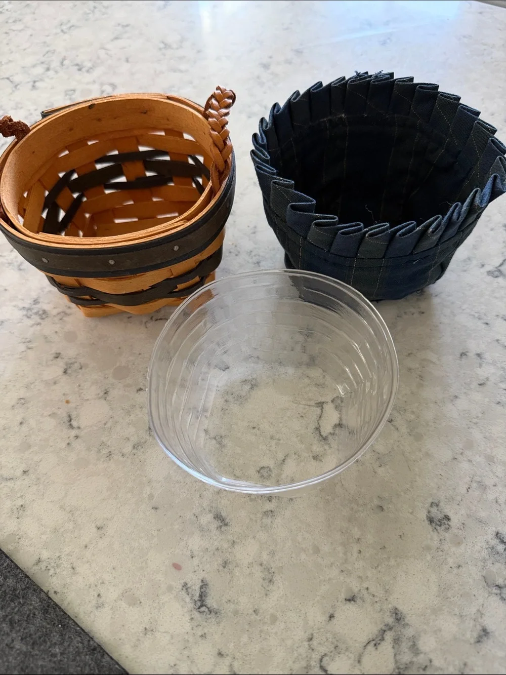 Longaberger Renewal Basket with fabric liner and insert.